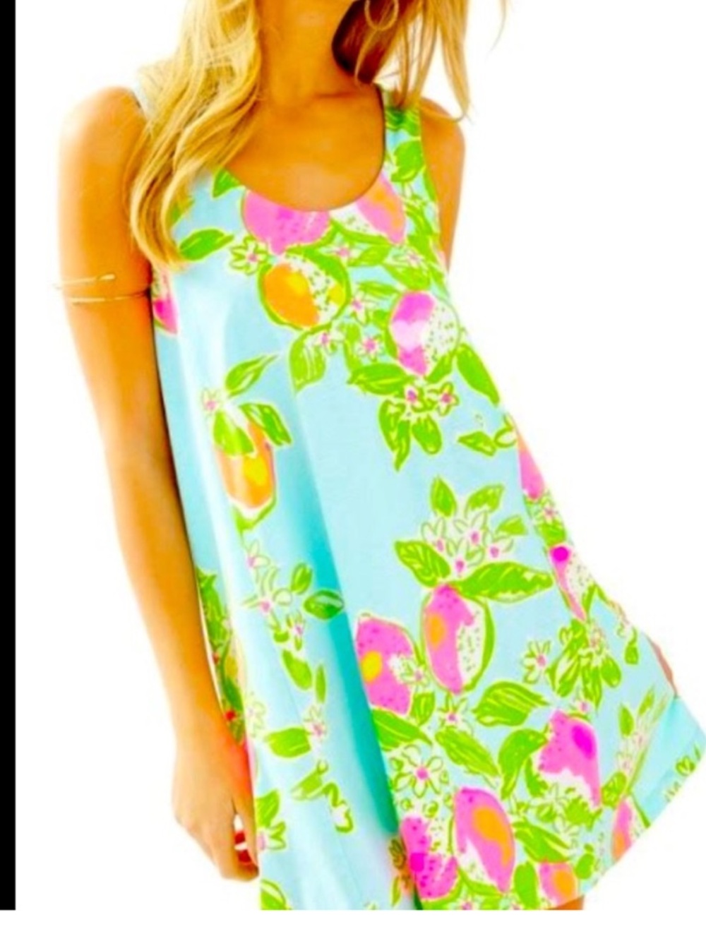 Lilly Pulitzer Carmel Dress Pool Blue Pink Lemonade Print Medium